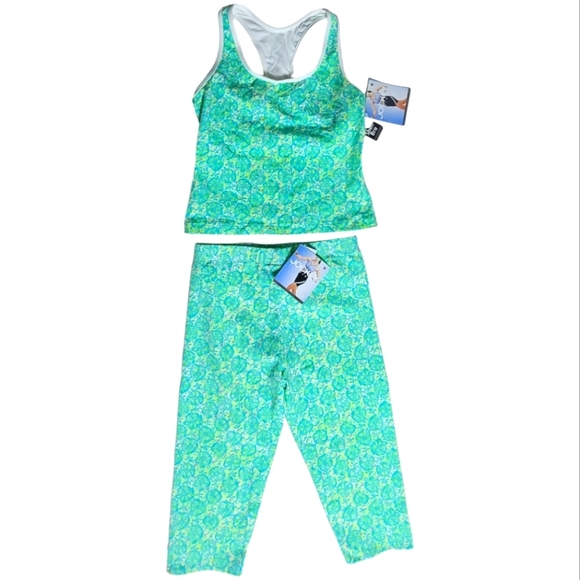 *NWT*‎ JOCKEY Activewear/Athleisure Print Capri & Racerback Top with Lycra - Picture 1 of 13